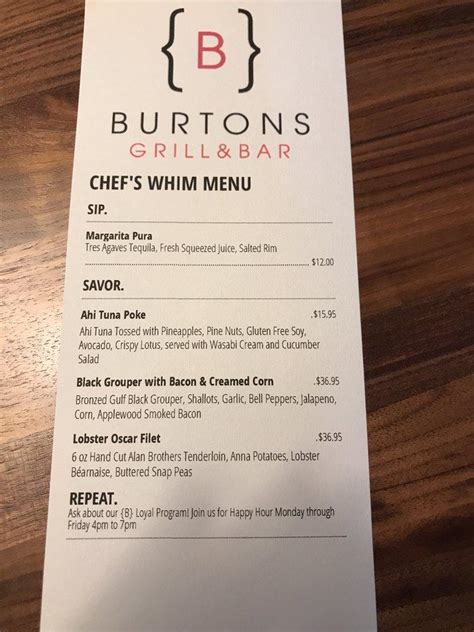 burtons grill menu  In fact, their Hingham, MA unit is the single most recommended individual restaurant across